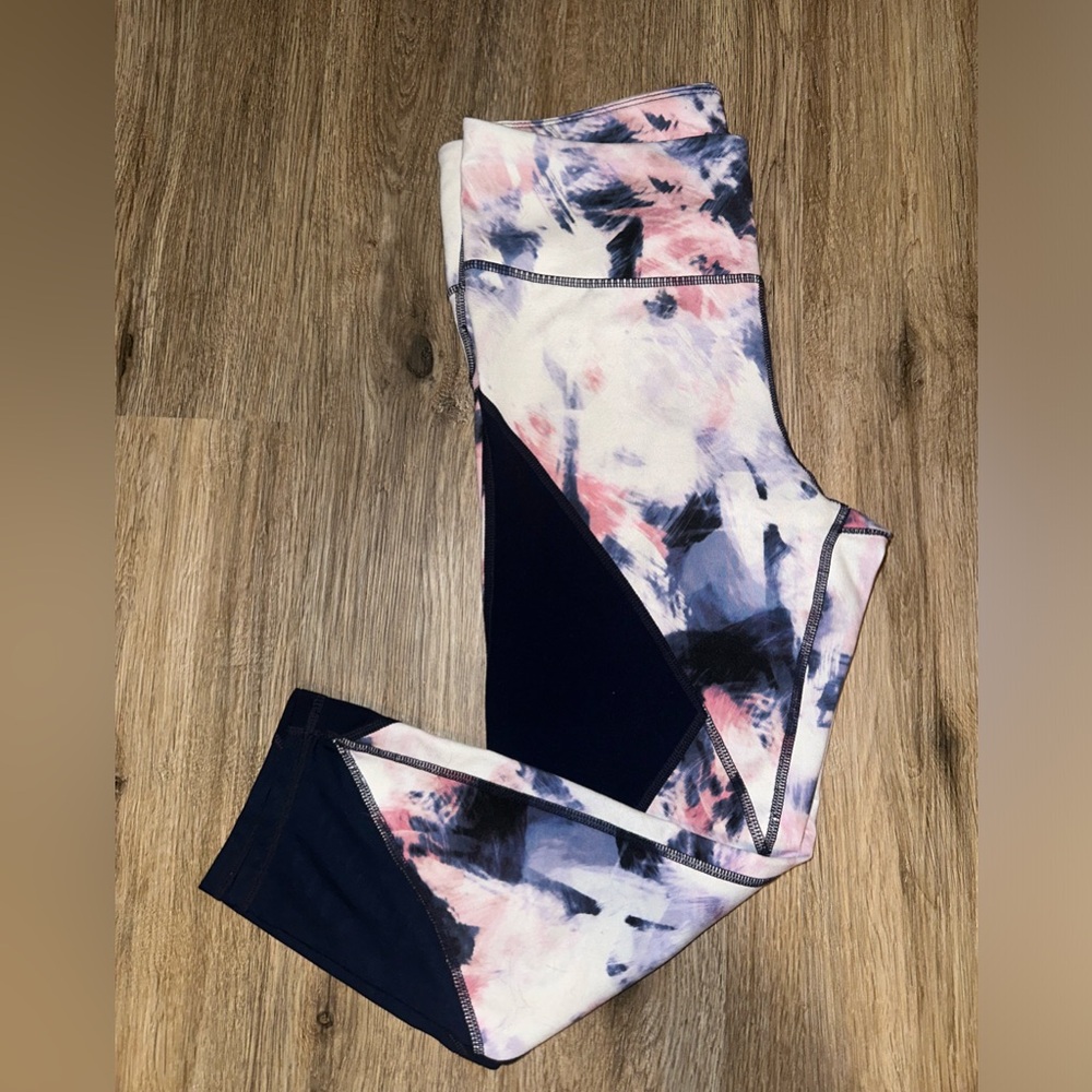 GAPfit Pink and Navy Blue Abstract Leggings